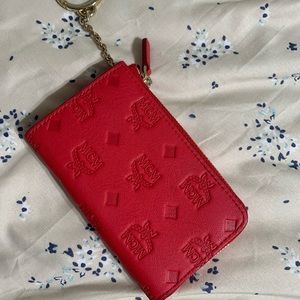 MCM Klarna Mini Monogram Zip Wallet